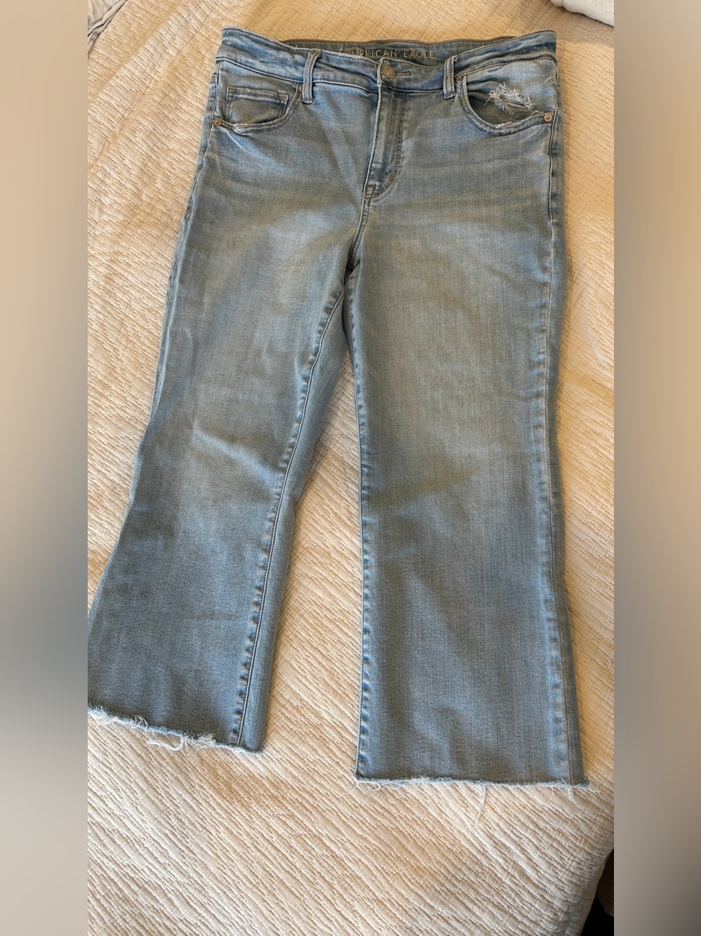 American Eagle Next Level Stretch Straight Leg Jeans Blue Waist 12 short